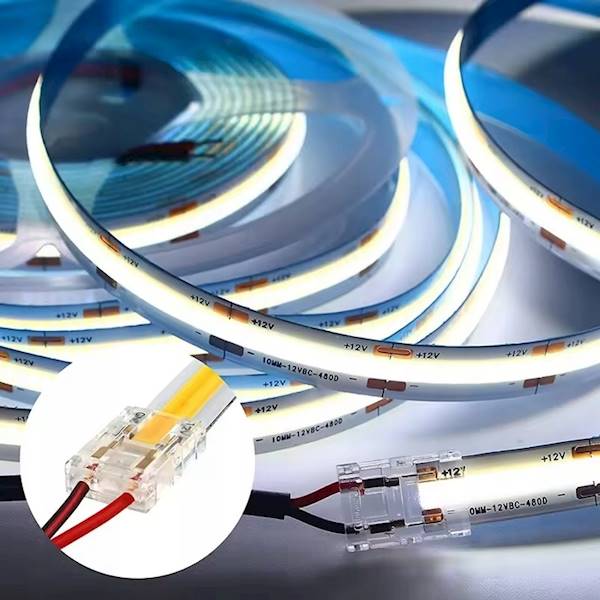 ZŁĄCZKA PROSTA DO TAŚM COB LED 8MM Z PRZEWODEM JEDNOSTRONNA