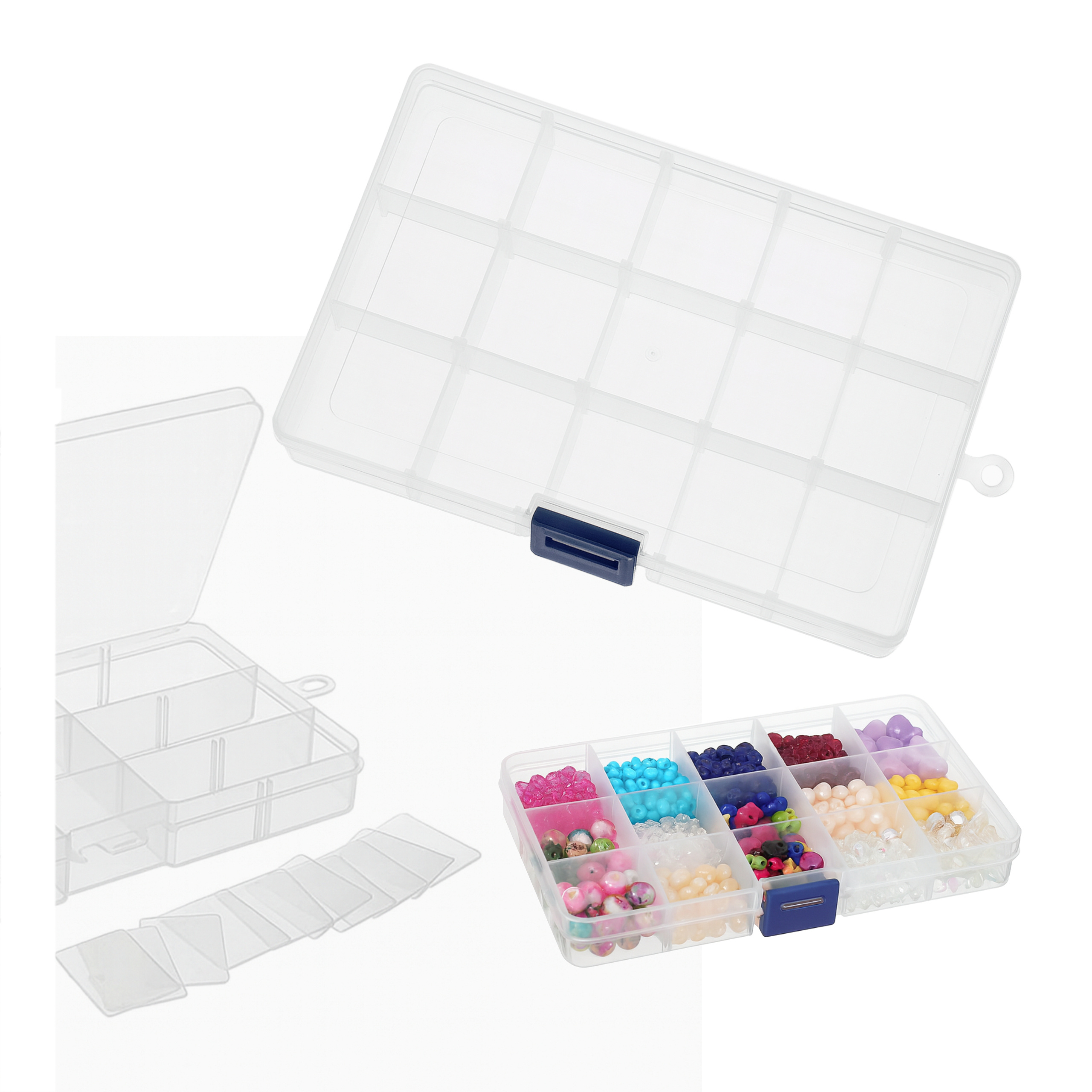 ORGANIZER 15 PRZEGRÓDEK PLASTIKOWY BOX 170x95x22mm POJEMNIK NA DROBIAZGI