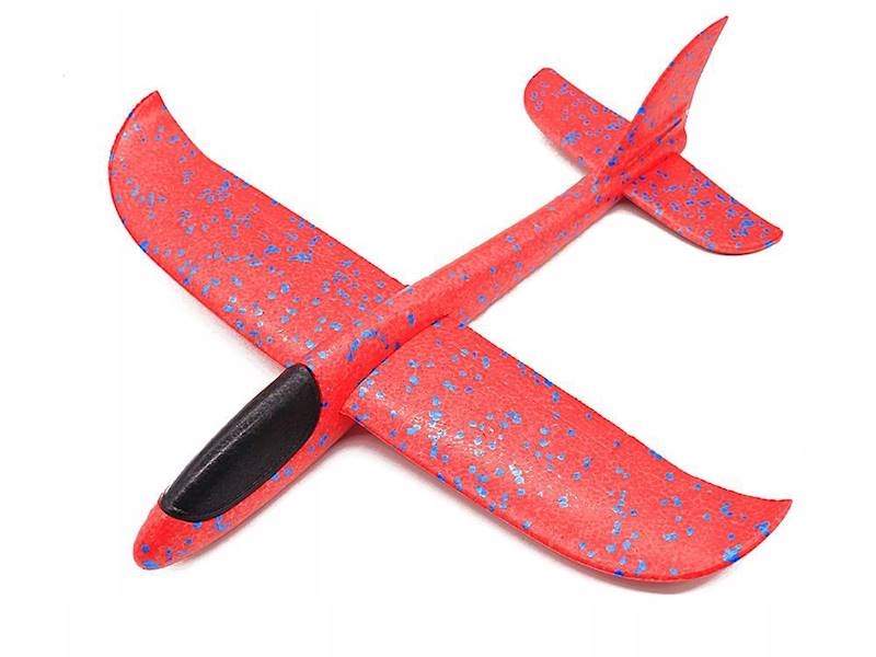 SAMOLOT STYROPIANOWY SZYBOWIEC RZUTKA DUŻY Z STYROPIANU 47cm CZERWONY