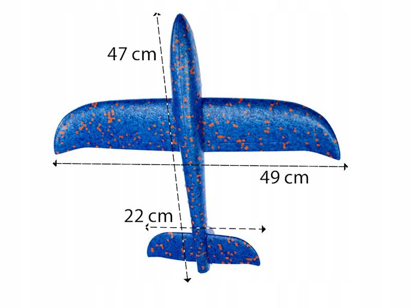 SAMOLOT STYROPIANOWY SZYBOWIEC RZUTKA DUŻY Z STYROPIANU 47cm NIEBIESKI