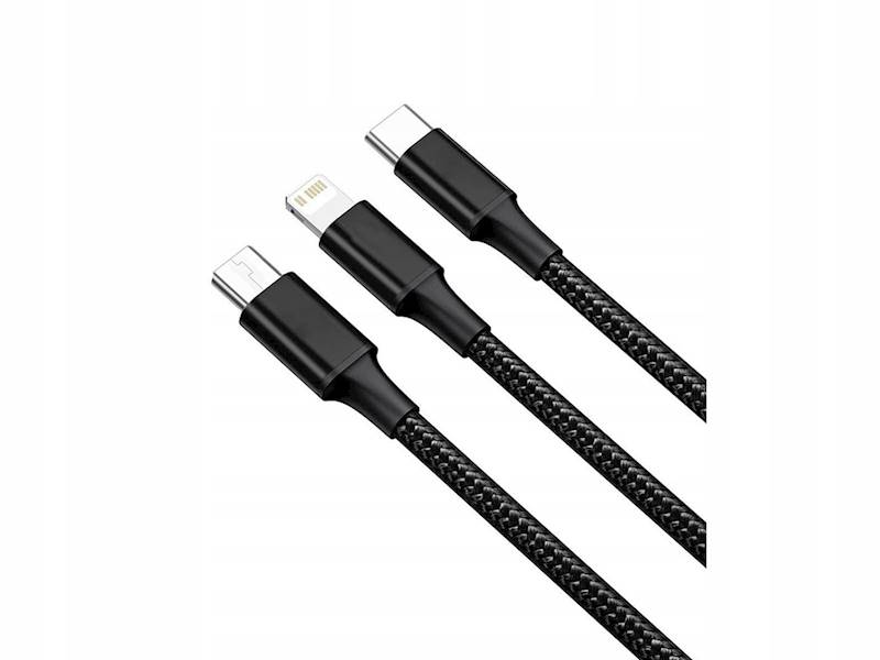 KABEL USB 3W1 DO TELEFONU PRZEWÓD  LIGHTNING IPHONE MICRO USB TYPE-C 1,2M