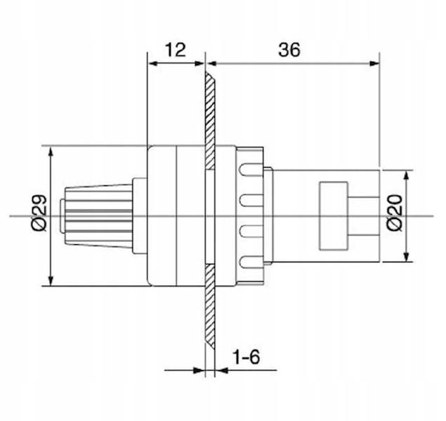 POTENCJOMETR DO FALOWNIKA 20K Ohm 22mm IP65 R10K LA42DWQ-22