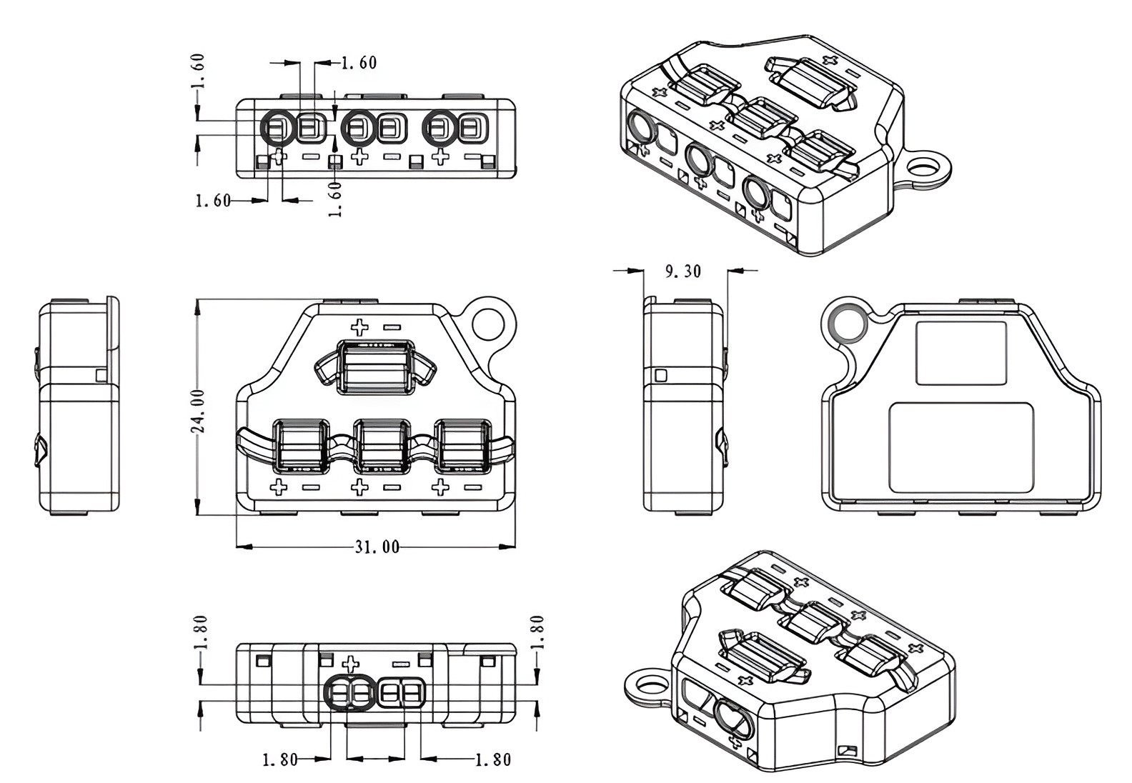 ADAPTER SZYBKOZŁĄCZKA ROZDZIELACZ SPLITTER 1 - 3 DO LED