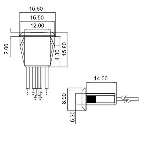 GNIAZDO USB C 6 PIN DO OBUDOWY NA ZATRZASK CZARNE Z ZAŚLEPKĄ PYŁOSZCZELNĄ