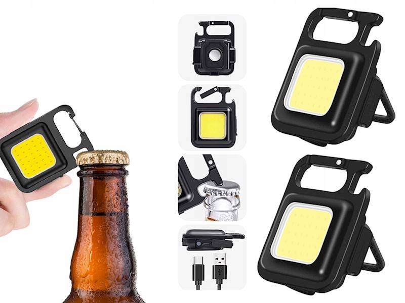 LAMPKA BRELOK LED COB MAGNES LATARKA USB OTWIERACZ