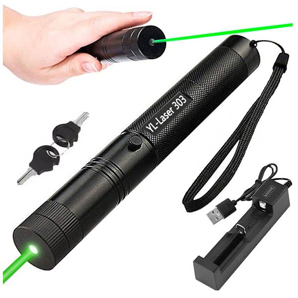 WSKAŹNIK LASEROWY LASER ZIELONY PUNKTOWY MOCNY AKUMULATOR ŁADOWARKA 4w1