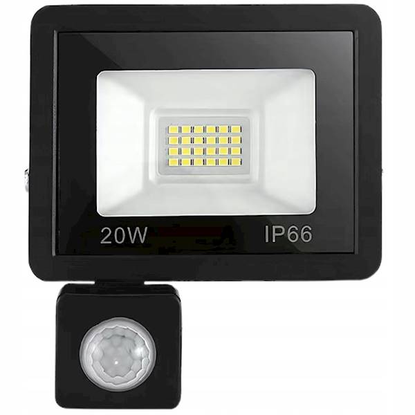 HALOGEN NAŚWIETLACZ REFLEKTOR LED 20W 6000K Z CZUJNIK RUCHU ZMIERZCHU IP66