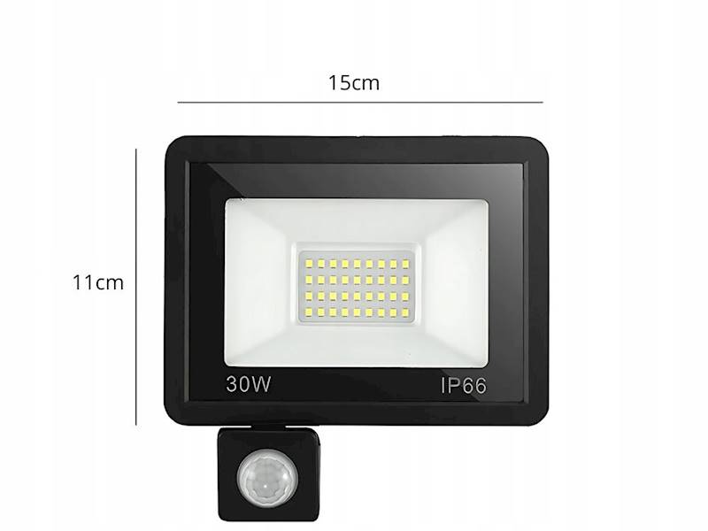 HALOGEN NAŚWIETLACZ REFLEKTOR LED 30W 6000K Z CZUJNIK RUCHU ZMIERZCHU IP66