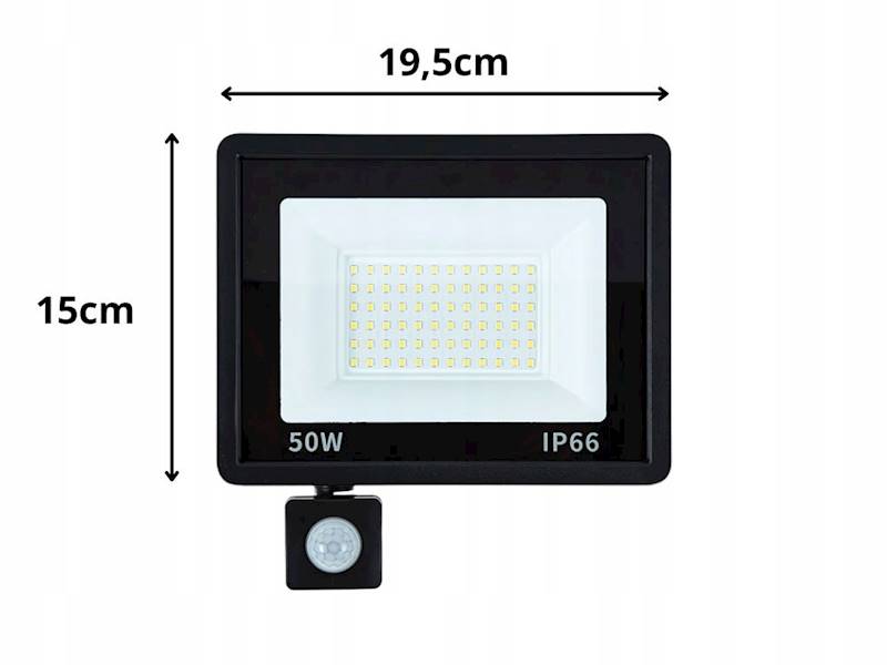 HALOGEN NAŚWIETLACZ REFLEKTOR LED 50W 6000K Z CZUJNIK RUCHU ZMIERZCHU IP66