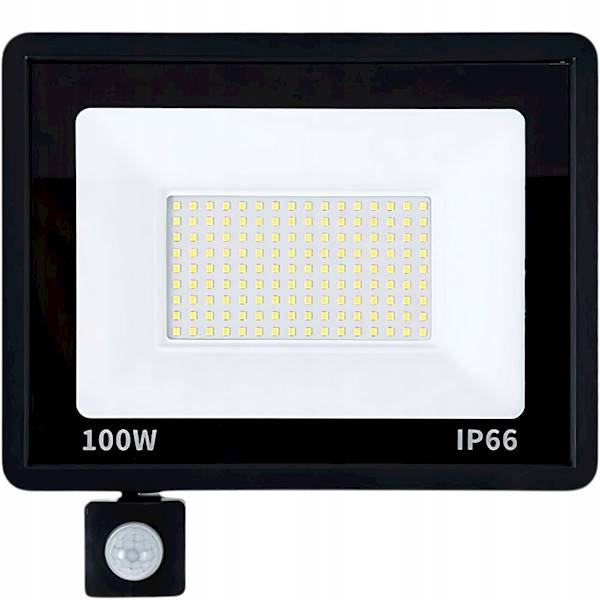 HALOGEN NAŚWIETLACZ REFLEKTOR LED 100W 6000K Z CZUJNIK RUCHU ZMIERZCHU IP66