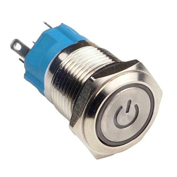 PRZYCISK PRZEŁĄCZNIK WANDALOODPORNY MONOSTABILNY 12-24V 19MM CZERWONY LED POWER