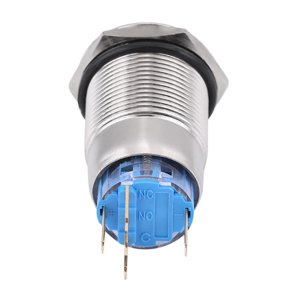 PRZYCISK PRZEŁĄCZNIK WANDALOODPORNY MONOSTABILNY 12-24V 19MM ZIELONY LED