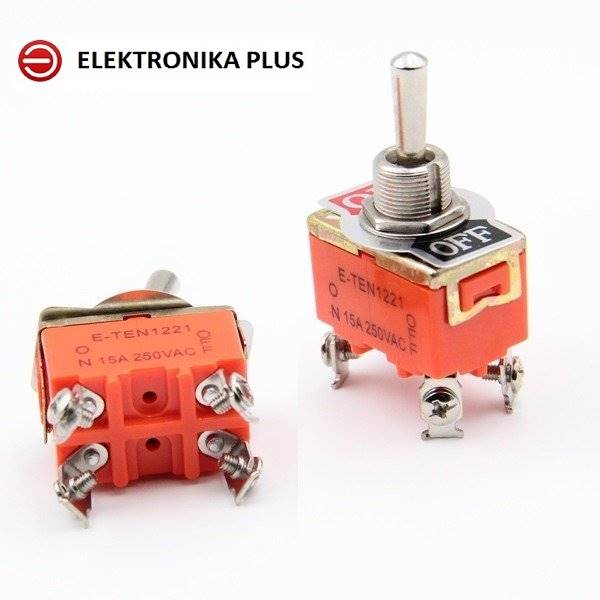 PRZEŁĄCZNIK DŹWIGNIOWY E-TEN1221 ON-OFF 2 POZYCJE 4 PINY 15A 250V