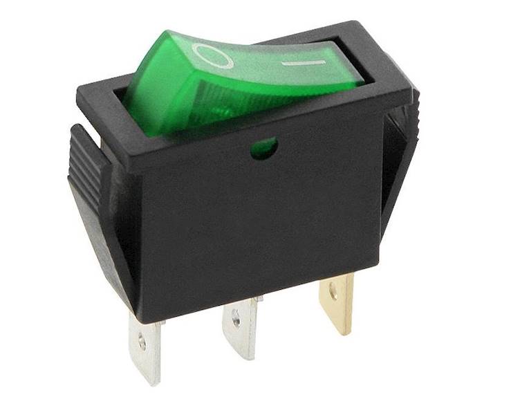 PRZEŁĄCZNIK ZIELONY 20A 12V 3 PIN 35x14mm