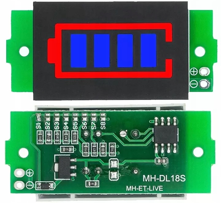 WSKAŹNIK NAŁADOWANIA AKUMULATORA 18650 LI-ION 1S–8S (1S 2S 3S 4S 5S 6S 7S 8S)