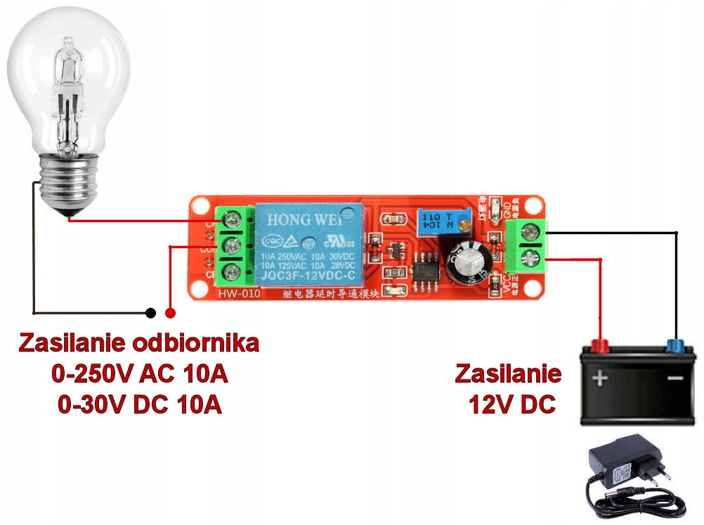 MODUŁ OPÓŹNIACZ NE555 12V 0-10S
