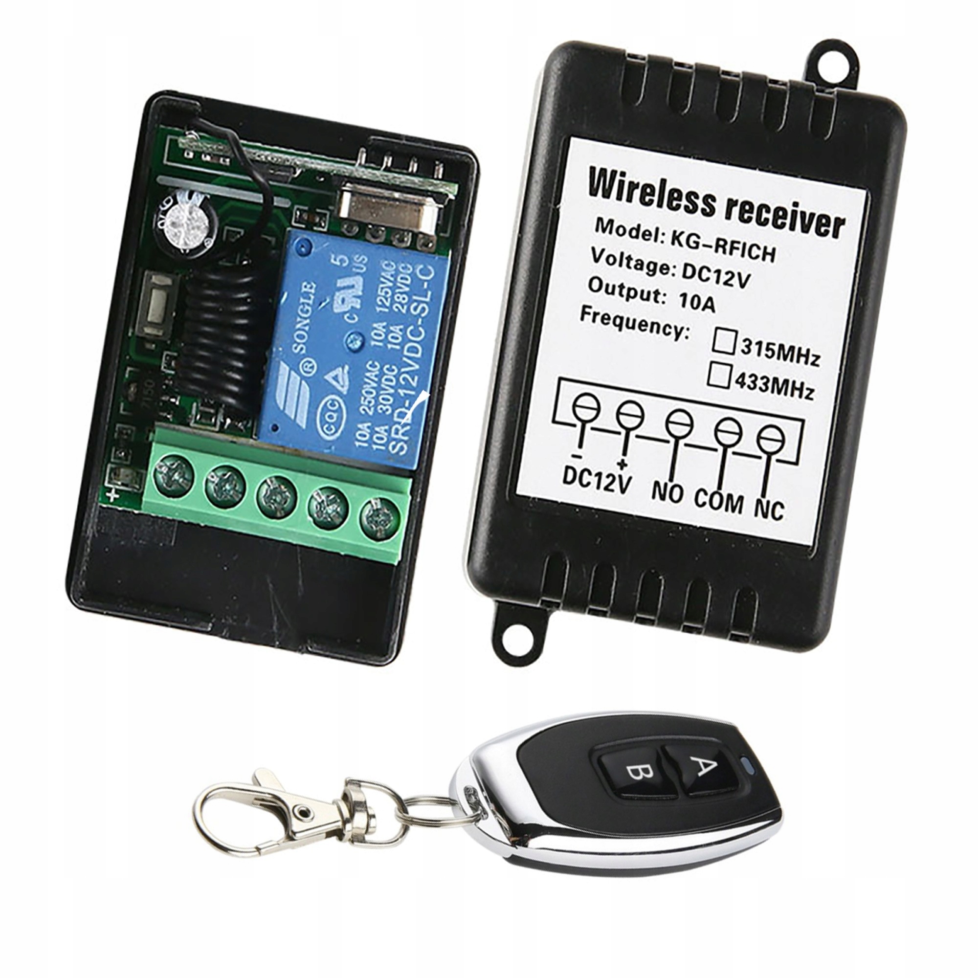 MODUŁ PRZEKAŹNIK Z PILOTEM 433MHz W OBUDOWIE 12V