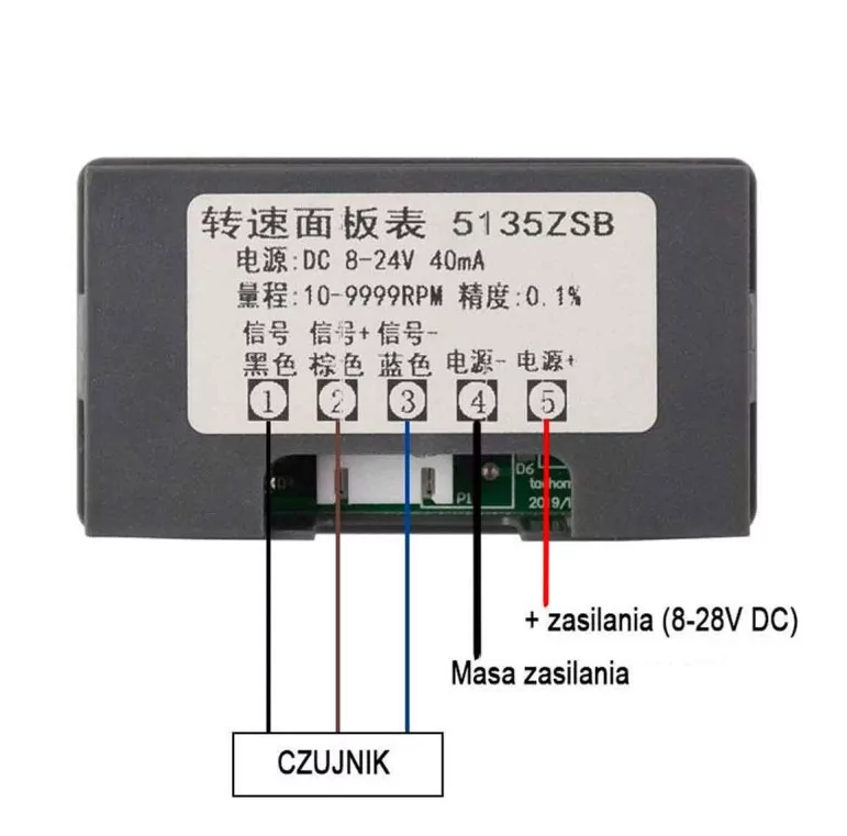 TACHOMETR CYFROWY MIERNIK OBROTÓW Z WYŚWIETLACZEM I CZUJNIKIEM
