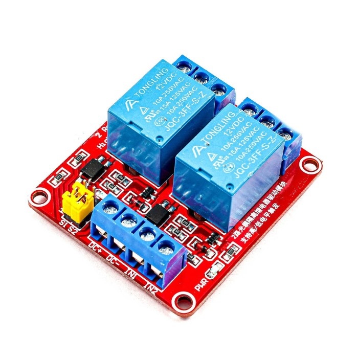 MODUŁ PRZEKAŹNIKA 2 KANAŁY Z OPTOIZOLACJĄ 12V 10A L/H ARDUINO