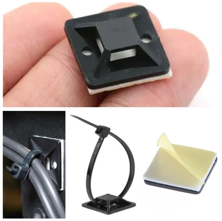 10szt. SAMOPRZYLEPNY UCHWYT 18x18mm DO PRZEWODÓW KABLI