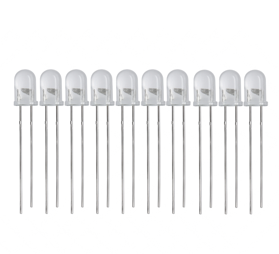 10 Sztuk DIODA LED 10mm CZERWONA PRZEŹROCZYSTA 3V