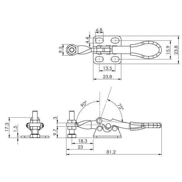 KOMPLET ŚCISK SZYBKOMOCUJĄCY GH-201A - 27KG - U-BAR - 2 SZTUKI
