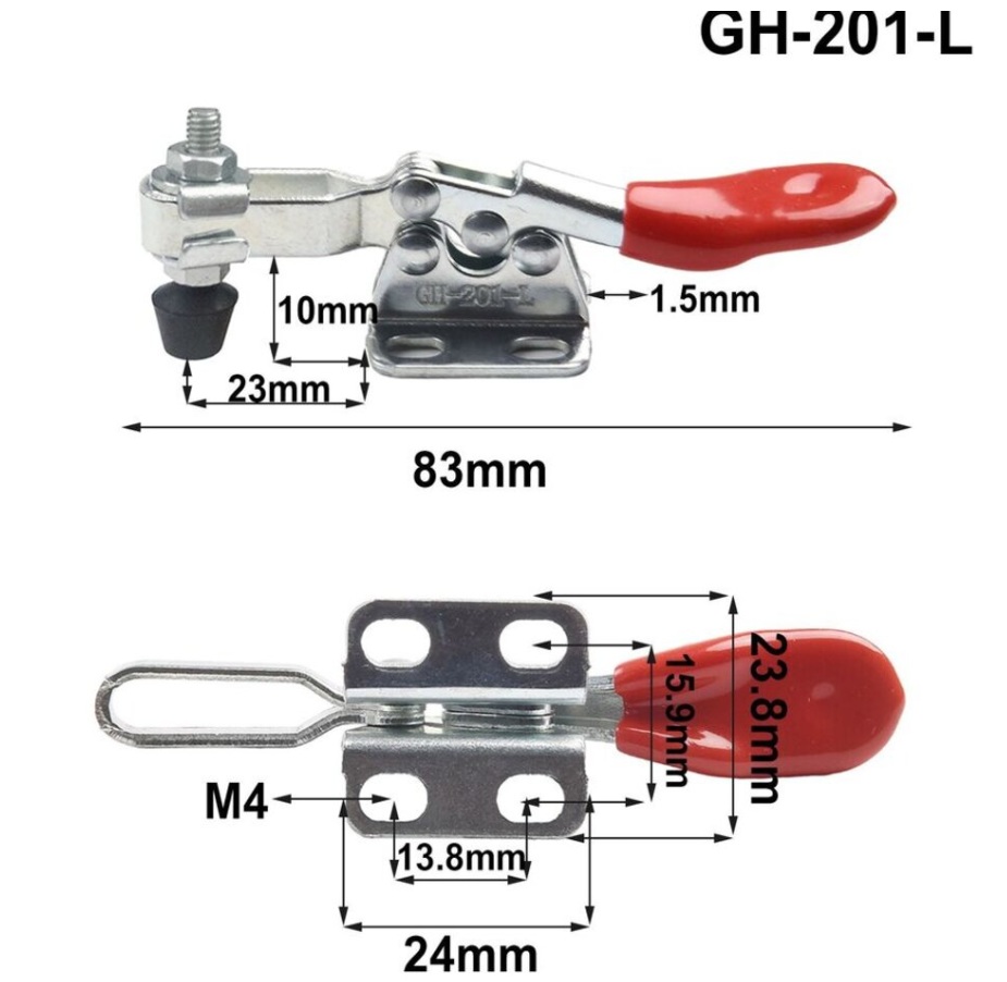 KOMPLET ŚCISK SZYBKOMOCUJĄCY GH-201L - 90KG - U-BAR - 2 SZTUKI