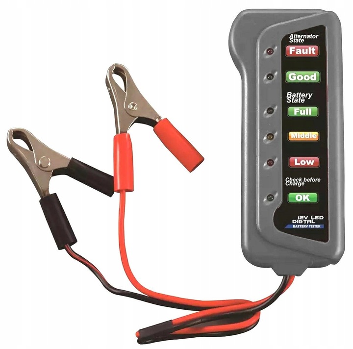 SAMOCHODOWY TESTER MIERNIK NAŁADOWANIA AKUMULATORA AUTA 12V ALTERNATORA