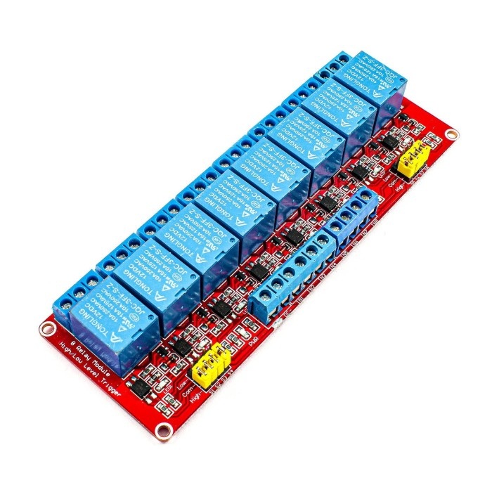 MODUŁ PRZEKAŹNIKA 8 KANAŁÓW Z OPTOIZOLACJĄ 12V 10A L/H ARDUINO