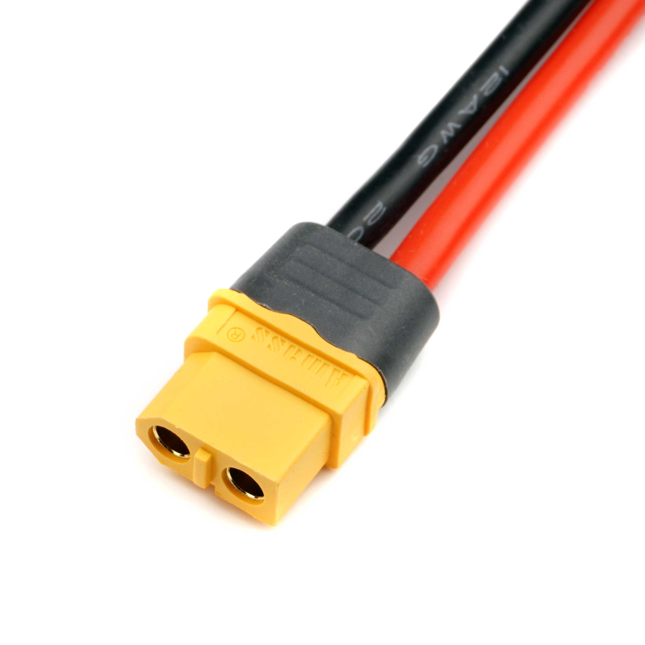 GNIAZDO ZŁĄCZE XT60 ŻEŃSKI Z PRZEWODAMI ORAZ OSŁONĄ 10CM 12 AWG