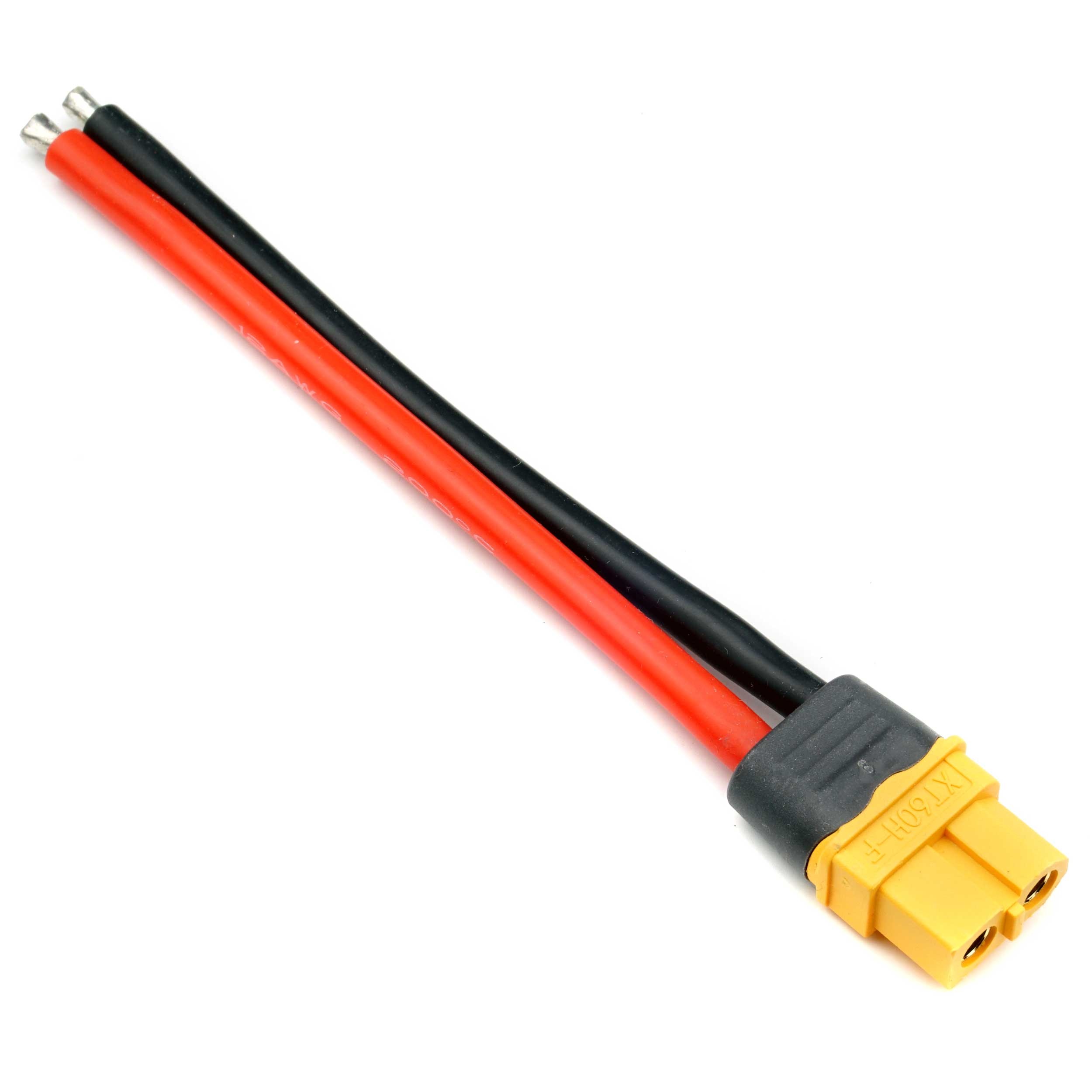 GNIAZDO ZŁĄCZE XT60 ŻEŃSKI Z PRZEWODAMI ORAZ OSŁONĄ 10CM 12 AWG