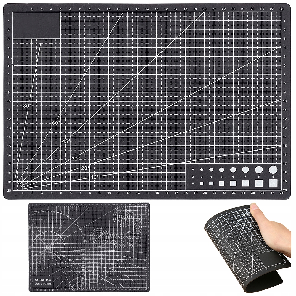 MATA MODELARSKA A4 220x300MM SAMO-NAPRAWCZA DO PRECYZYJNEGO CIĘCIA CZARNA DWUSTRONNA