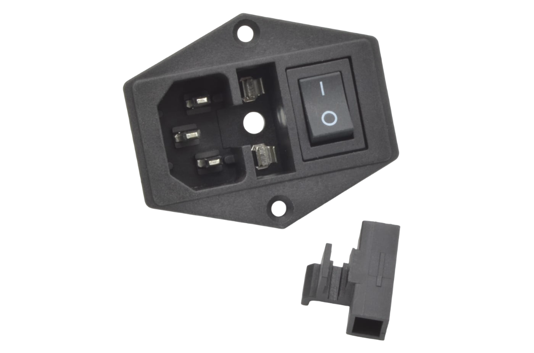 GNIAZDO AC IEC ZASILAJĄCE KOMPUTEROWE MĘSKIE Z GNIAZDEM BEZPIECZNIKA Z WYŁĄCZNIKIEM