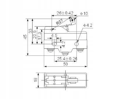 PRZEŁĄCZNIK Wyłącznik Krańcowy 15A 380VAC LXW5-11G2 z Dźwignią 40mm Krańcówka z Rolką
