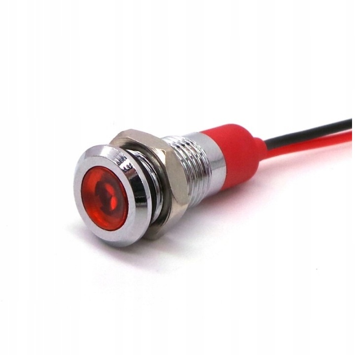 KONTROLKA LED 10 MM 12V METALOWA CZERWONA