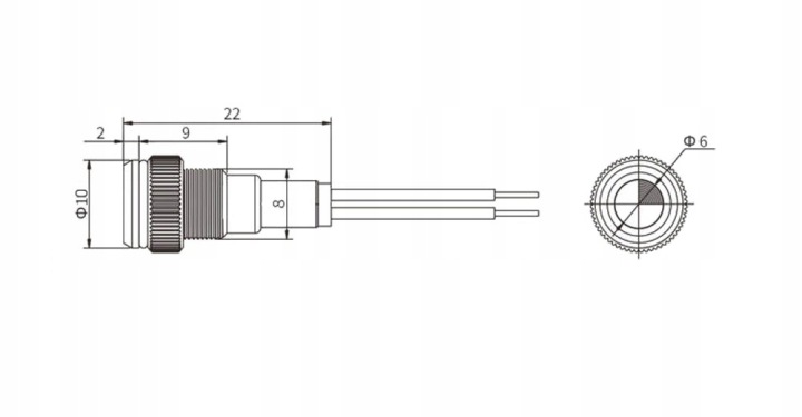KONTROLKA LED 10 MM 12V METALOWA CZERWONA
