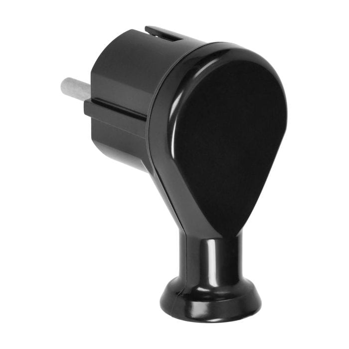 WTYK WTYCZKA SIECIOWA ELEKTRYCZNA 230V KĄTOWA Z UZIEMIENIEM 2P+Z CZARNA