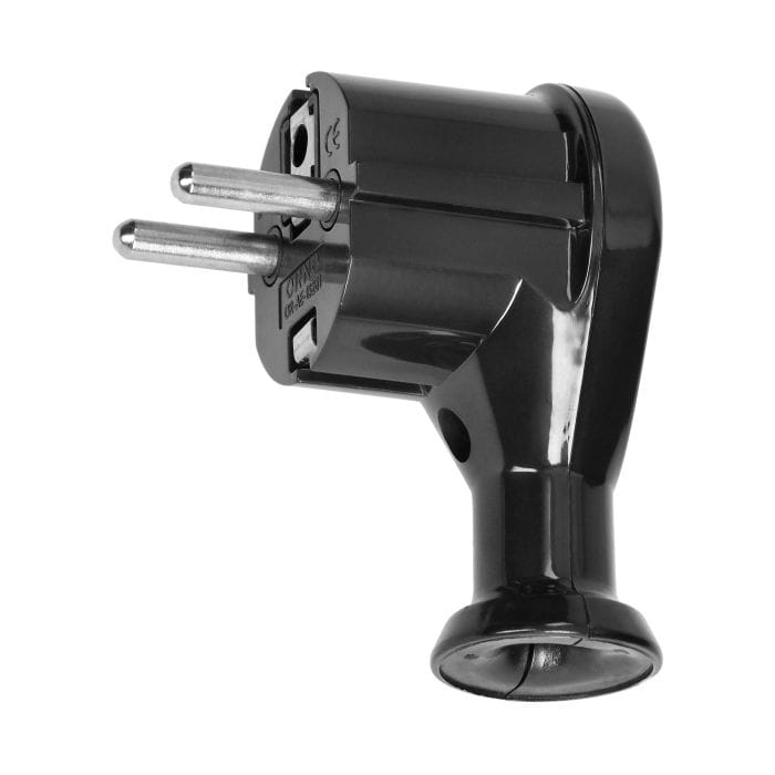 WTYK WTYCZKA SIECIOWA ELEKTRYCZNA 230V KĄTOWA Z UZIEMIENIEM 2P+Z CZARNA