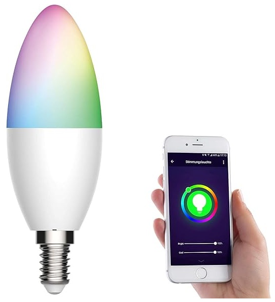 ŻARÓWKA LED E14 RGB CCT 5W BLUETOOTH TUYA SMART INTELIGENTNA HALOGENOWA
