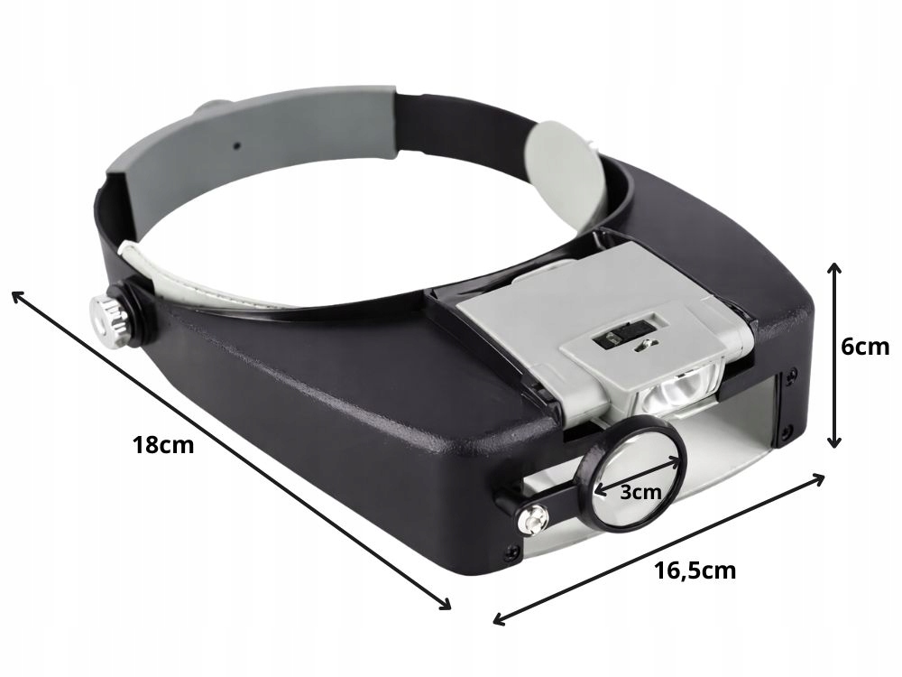 LUPA NAGŁOWNA REGULOWANA OKULARY PRECYZYJNE ZEGARMISTRZOWSKIE SERWIS 2 LED; 2x; 8x;
