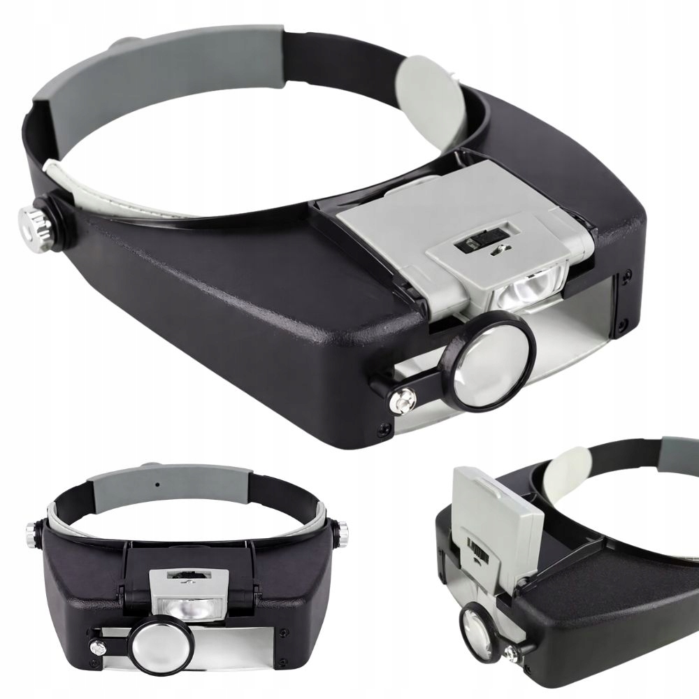 LUPA NAGŁOWNA REGULOWANA OKULARY PRECYZYJNE ZEGARMISTRZOWSKIE SERWIS 2 LED; 2x; 8x;