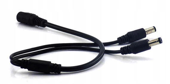 ROZGAŁĘŹNIK ZŁĄCZKA ZASILANIA 1 GNIAZDO - 2 WTYKI 2,1/5,5 DC 25CM