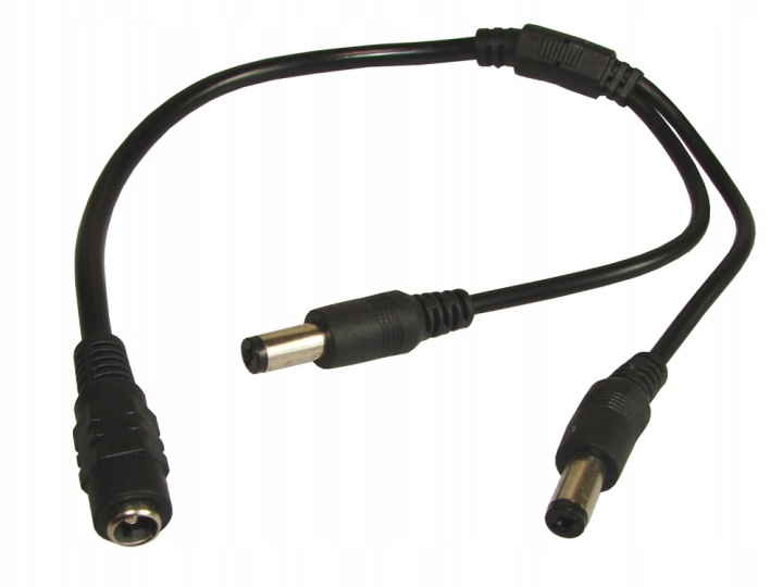 ROZGAŁĘŹNIK ZŁĄCZKA ZASILANIA 1 GNIAZDO - 2 WTYKI 2,1/5,5 DC 25CM