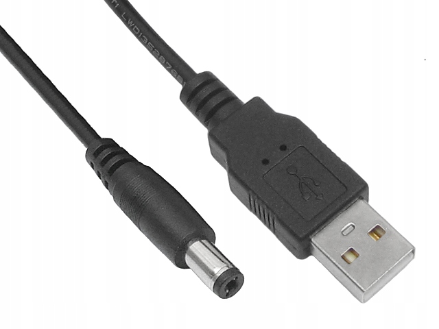 KABEL ZASILAJĄCY USB Z WTYKIEM DC 2,5 / 5,5 mm 1 Metr ŁADUJĄCY ŁADOWARKA