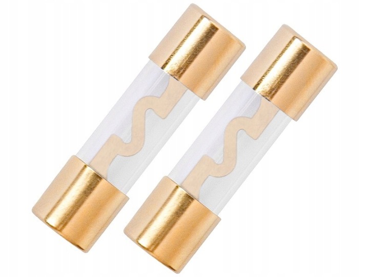 2 Sztuki BEZPIECZNIK AGU SZKLANY POZŁACANY 60A 10,3 x 38 mm SAMOCHODOWY