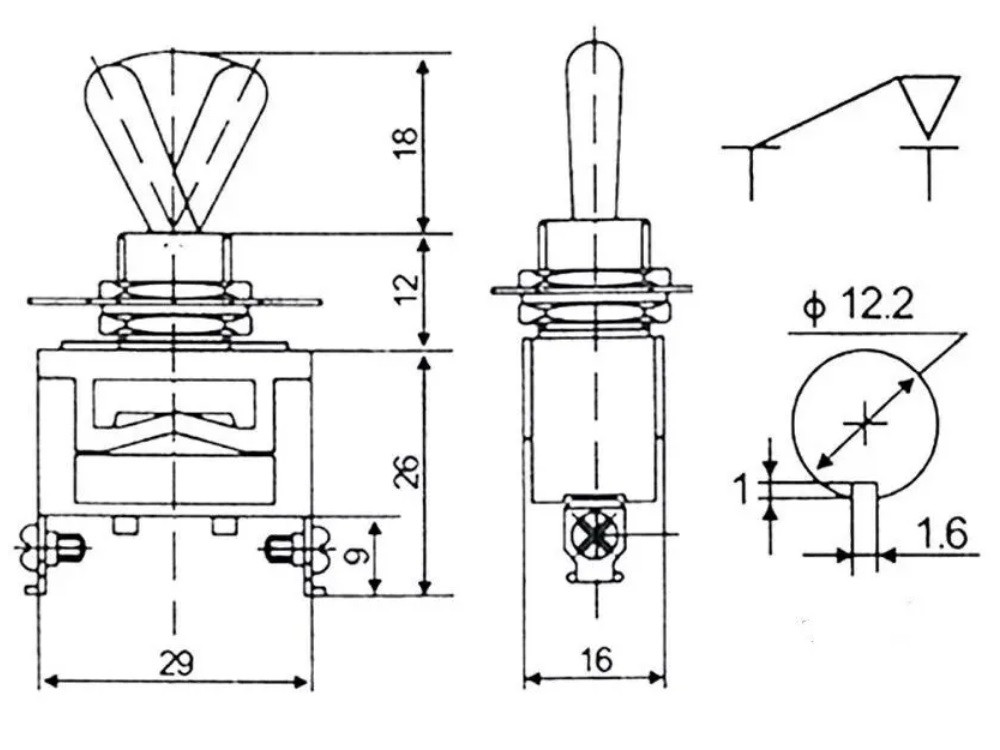 PRZEŁACZNIK E-TEN1021 15A 250V POJEDYNCZY ON-OFF DPST
