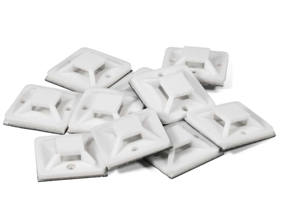 10 Sztuk SAMOPRZYLEPNY UCHWYT 20x20mm DO PRZEWODÓW KABLI Białe