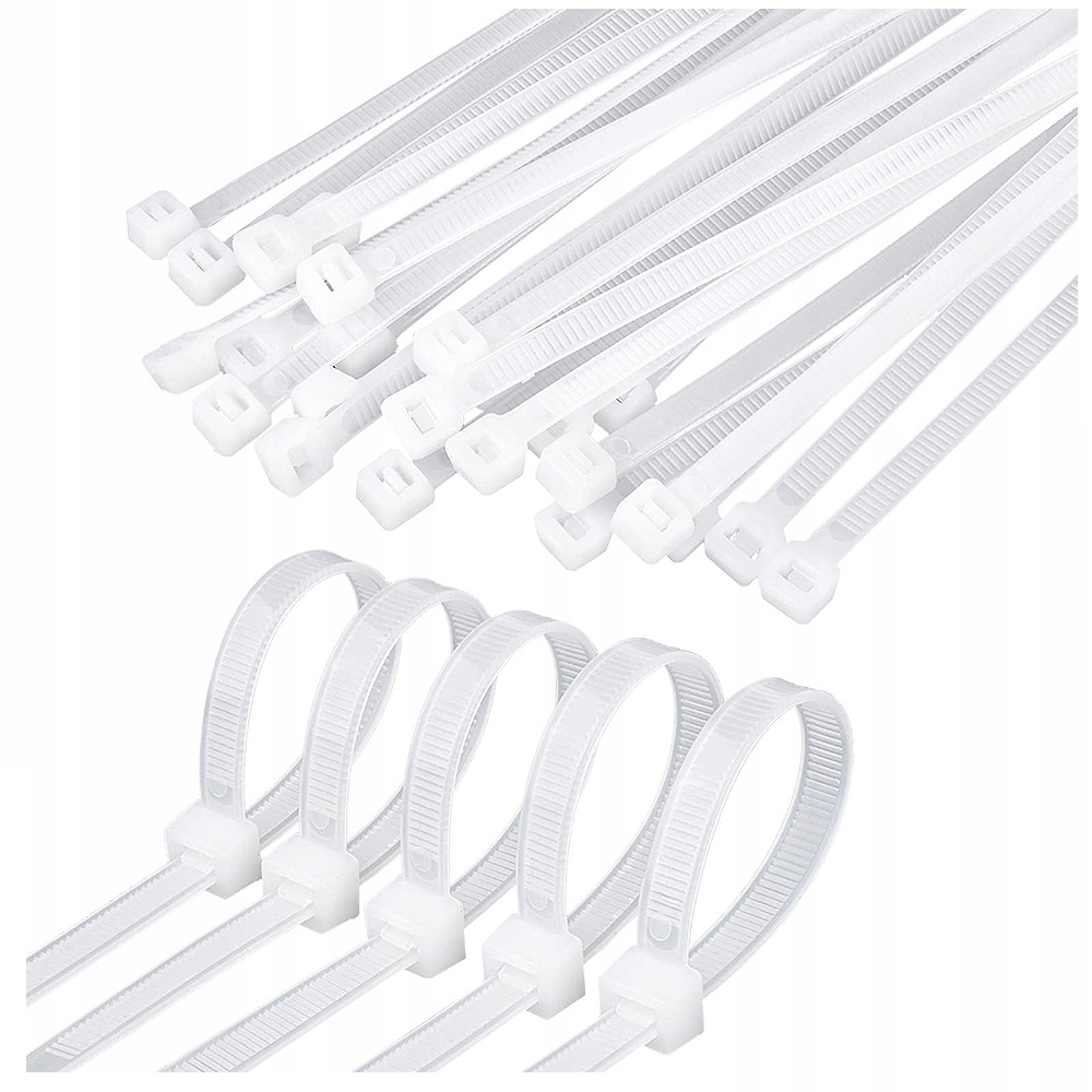 OPASKI ZACISKOWE KABLOWE 5mm x 200 TRYTKI TRYTYTKI 500 SZTUK BIAŁE