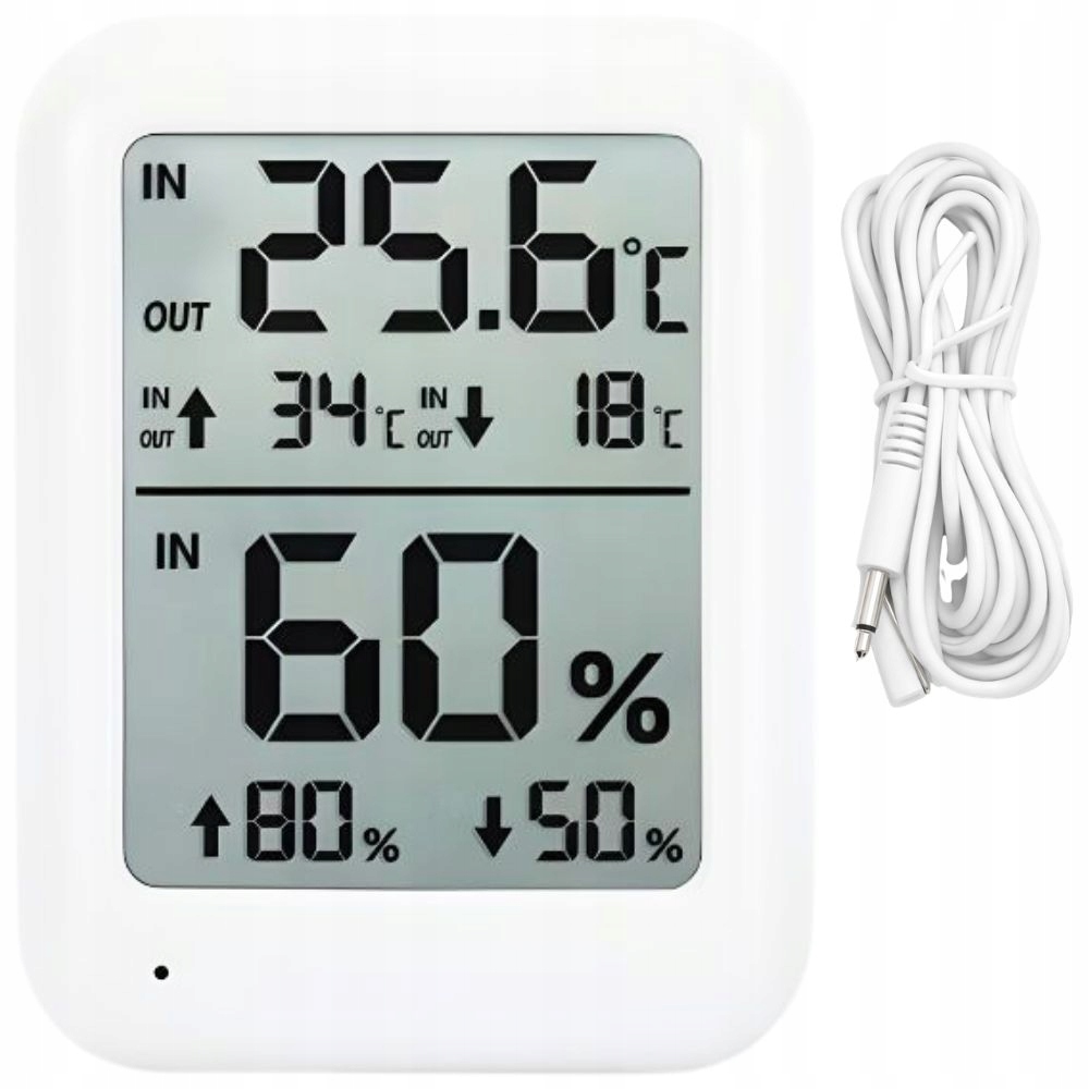 STACJA POGODOWA POGODY LCD TERMOMETR SONDA HIGROMETR POKOJOWY ZEWNĘTRZNY