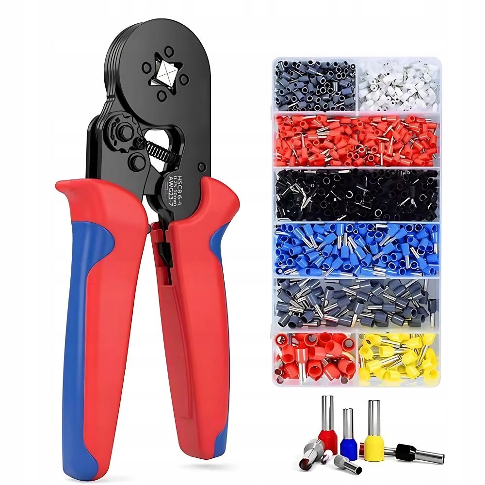 ZACISKARKA DO TULEJEK + 1200 SZTUK KOŃCÓWEK PRZEWODÓW 0,25–10 MM²